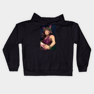 Dionysus with Bull Horns Greek Mythology Comic In a Wine-Dark Dream Kids Hoodie